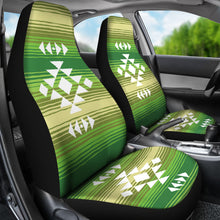 Load image into Gallery viewer, White Tribal Design on Green Serape Style Ethnic Pattern Car Seat Covers Set