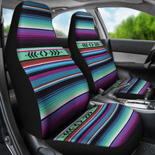Load image into Gallery viewer, Purple, Green and Blue Mexican Serape Style Striped Car Seat Covers Set