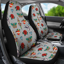 Load image into Gallery viewer, Old School Tattoo Traditional Vintage Style Pattern on Gray Car Seat Covers