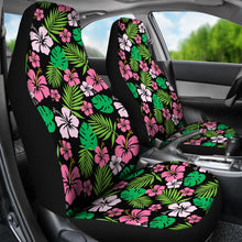 Load image into Gallery viewer, Hibiscus Flower Car Seat Covers Hawaiian Pattern In Pink, Green and Black Set of 2