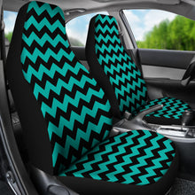 Load image into Gallery viewer, Teal and Black Chevron Car Seat Covers Set