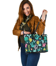 Load image into Gallery viewer, Colorful Cactus Pattern Vegan Leather Tote Bags
