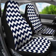 Load image into Gallery viewer, Navy and White Chevron Car Seat Covers Set