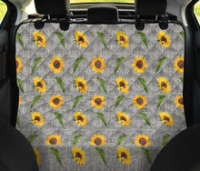 Load image into Gallery viewer, Gray Burlap With Sunflower Pattern Back Seat Cover Protector