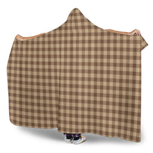 Load image into Gallery viewer, Brown and Beige Buffalo Plaid Hooded Blanket With Tan Sherpa Lining