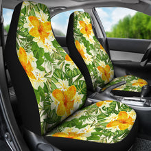 Load image into Gallery viewer, Green Yellow and Orange Tropical Flower Car Seat Covers