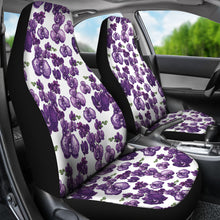 Load image into Gallery viewer, White and Purple Orchid Flower Pattern Car Seat Covers
