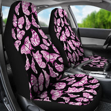 Load image into Gallery viewer, Black With Magenta and White Butterflies Car Seat Covers