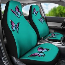 Load image into Gallery viewer, Turquoise Car Seat Covers With Purple Blue Butterflies