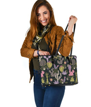 Load image into Gallery viewer, Colorful Cactus Pattern Vegan Leather Tote Bags