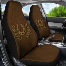 Load image into Gallery viewer, Brown Faux Suede Car Seat Covers With Horseshoe Design Seat Protectors