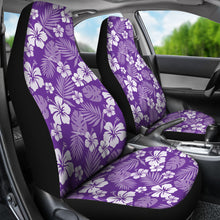 Load image into Gallery viewer, Purple With White Hibiscus Flowers Car Seat Covers Seat protectors Set of 2