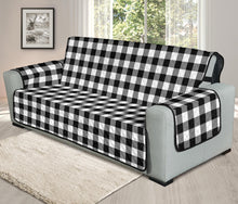 Load image into Gallery viewer, Black and White Buffalo Plaid 78" Oversized Sofa Couch Protector