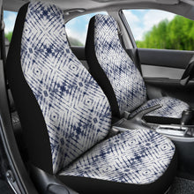 Load image into Gallery viewer, White With Faded Grungy Navy Blue Tie Dye Pattern Car Seat Covers