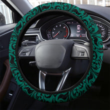 Load image into Gallery viewer, Emerald Green and Black Floral Steering Wheel Cover