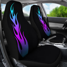 Load image into Gallery viewer, Flames In Turquoise and Purple Ombre on Black Car Seat Covers Set of 2 Seat Protectors
