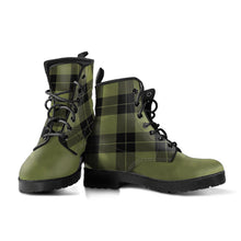 Load image into Gallery viewer, Army Green and Black Plaid Women's Vegan Leather Boots