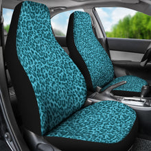 Load image into Gallery viewer, Teal Blue Leopard Skin Print Car Seat Covers