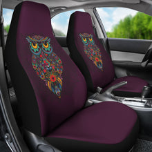 Load image into Gallery viewer, Dark Purple Ornate Owl Car Seat Covers
