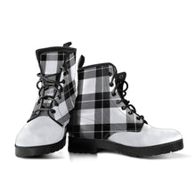 Load image into Gallery viewer, Black and White Tartan Plaid Boots Vegan Leather