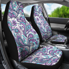 Load image into Gallery viewer, Purple, Pink, White and Teal Floral Paisley Pattern Car Seat Covers