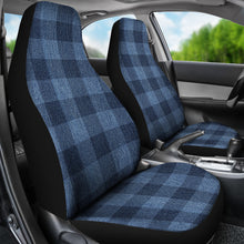 Load image into Gallery viewer, Blue Faux Denim Buffalo Plaid Car Seat Covers Seat Protectors