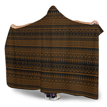 Load image into Gallery viewer, Brown Tribal Ethnic Pattern Hooded Blanket With Tan Sherpa Lining