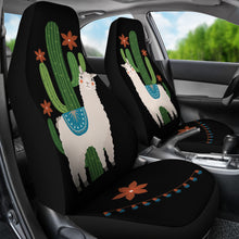 Load image into Gallery viewer, Alpaca Car Seat Covers Boho Hippie Design With Cactus and Flowers