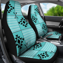 Load image into Gallery viewer, Turquoise Ethnic Tribal Pattern With Stripes Car Seat Covers Set