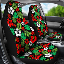 Load image into Gallery viewer, Hibiscus Flower Car Seat Covers In Red and Green Hawaiian Pattern Polynesian Set of 2