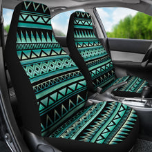 Load image into Gallery viewer, Teal and Black Tribal Pattern Abstract Car Seat Covers