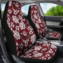 Load image into Gallery viewer, Dark Red and White Baroque Flower Pattern Car Seat Covers