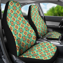 Load image into Gallery viewer, Teal With Green and Red Retro Flower Pattern Car Seat Covers