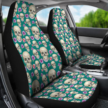 Load image into Gallery viewer, Teal With Skulls and Roses Car Seat Covers