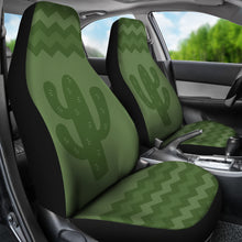 Load image into Gallery viewer, Green Chevron With Cactus Design Car Seat Covers Set