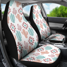 Load image into Gallery viewer, Pastel Rose and Turquoise Cactus Boho Cactus Pattern Car Seat Covers Set