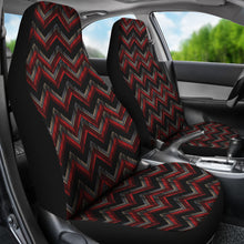 Load image into Gallery viewer, Red Gray and Black Chevron Ethnic Grungy Pattern Car Seat Covers