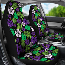 Load image into Gallery viewer, Purple and Green Hibiscus Flower Car Seat Covers Hawaiian Tropical Set of 2