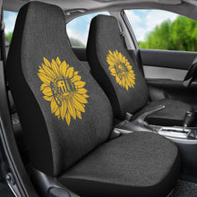 Load image into Gallery viewer, Faith Sunflower on Rustic Gray Faux Denim Background Car Seat Covers