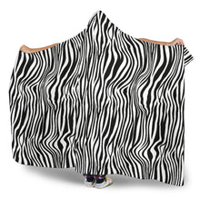 Load image into Gallery viewer, Zebra Print Hooded Blanket With Sherpa Lining Black and White