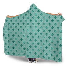 Load image into Gallery viewer, Turquoise Fleur De Lis Hooded Blanket