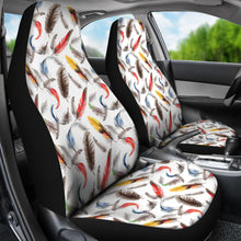 Load image into Gallery viewer, White With Watercolor Feathers Boho Car Seat Covers