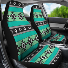 Load image into Gallery viewer, Green, Blue and Gray Abstract Aztec Ethnic Pattern Boho Car Seat Covers