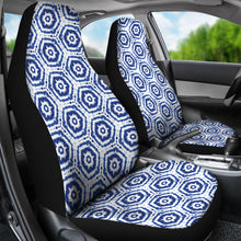 Load image into Gallery viewer, White With Blue Shibori Dye Pattern Ethnic Boho Car Seat Covers