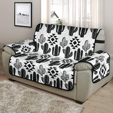 Load image into Gallery viewer, Black and White Boho Cactus Pattern Chair and Half