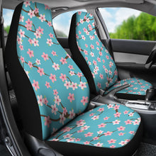 Load image into Gallery viewer, Teal With Pink and White Cherry Blossom Flower Pattern Car Seat Covers