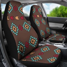 Load image into Gallery viewer, Native Tribal Navajo Inspired Car Seat Covers Ethnic Pattern In Brown, Turquoise and Red
