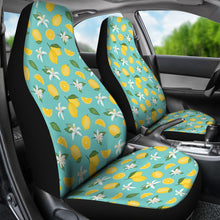Load image into Gallery viewer, Pastel Blue Green With Yellow Lemon Pattern Car Seat Covers Set
