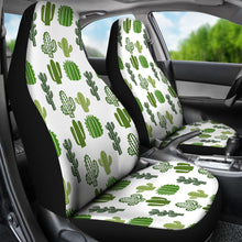 Load image into Gallery viewer, White With Cactus Pattern Car Seat Covers Set