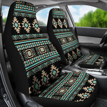 Load image into Gallery viewer, Black, Turquoise and Tan Tribal Ethnic Pattern Car Seat Covers Set